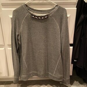 Medium striped embellished at the neck sweatshirt